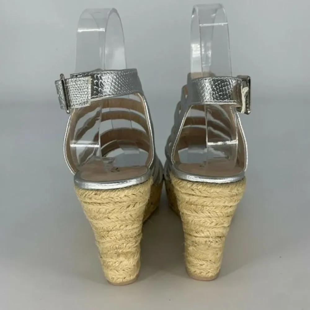 QUPID Cage Open Toe Wedge Sandals‎ Slingback Heels
